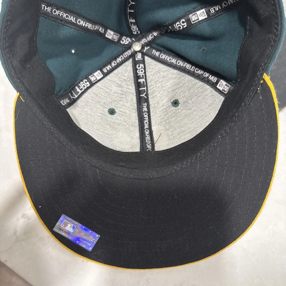 New Era 59FIFTY Oakland Athletics MLB Fitted 7 1/4  Cap Hat Green/Yellow nwot